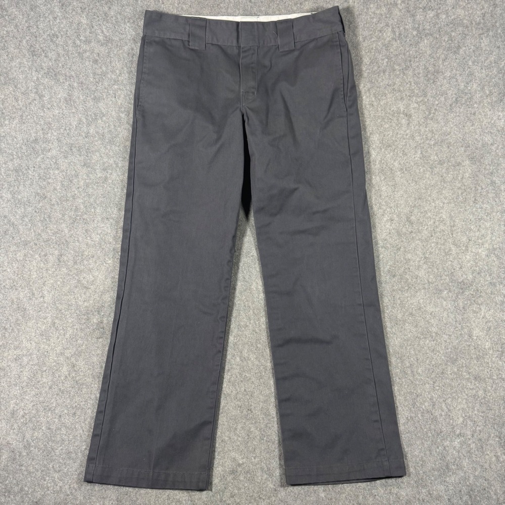 Dickies Slim Straight Pants Mens 32x30 Gray DK0WP873 Workwear Twill Trousers
